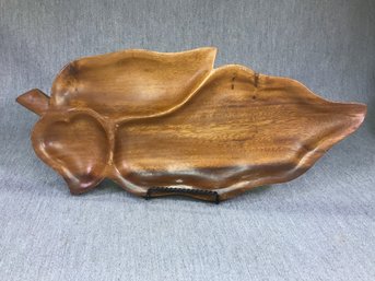 Amazing Vintage Monkey Pod / Mango Wood Leaf Shaped Dish / Tray - Made In Hawaii - Very Cool Vintage Piece