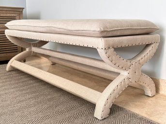 An Upholstered Bench IN Natural Linen 'Toscane,' By Restoration Hardware