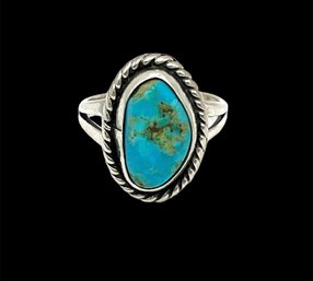 Vintage Sterling Silver And Turquoise Ring, Size 4.75