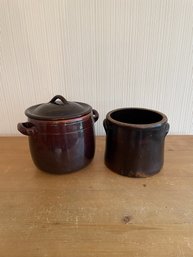 Lot Of 2 Pots Crocks Vintage ALBISOLA Coop. Stov. And Unsigned