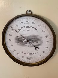 Antique Berry Brothers Detroit Thermometer 9x1 Brass Framed Behind Glass Standard Thermometer Co Peabody 1888