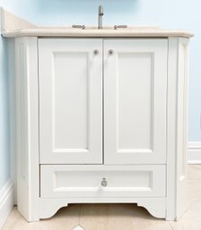 A Solid Wood Corner Vanity With Marble Top, Kohler Sink And Bath Fittings
