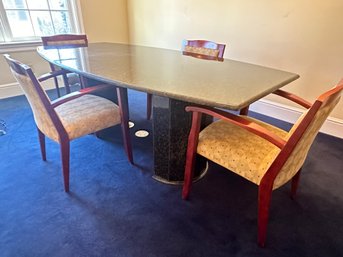 Black Granite Conference Table With 6 Chairs