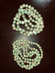 Two Hand Knotted Turquoise Strand Necklaces