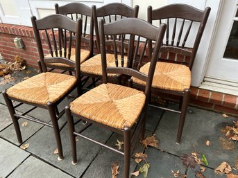 Set Of 6 Rush Seat Chairs