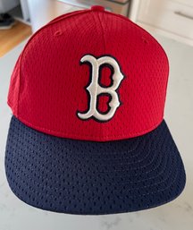NWT New Era Fitted 50Fifty Boston Red Sox  Red Mesh Blue Rim 7-1/4  Hat