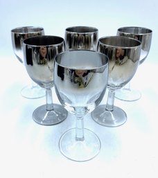 Set Of 6 Vintage Dorothy Thorpe Style & Mercury Glass Style Wine Glasses