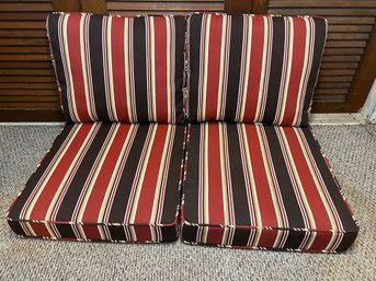 Two Sets Threshold Outdoor Seat Cushions In Espresso, Red & Gold Colorway