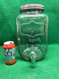 Yorkshire Glassware 1898 Clear Glass 2 Gallon Spigot Dispenser For Water / Lemonade. 12 1/2' Tall. No Shipping