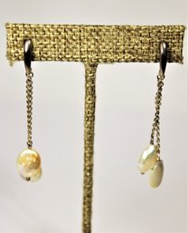 Sterling Silver Genuine Cultured Pearl Pierced Drop Earrings