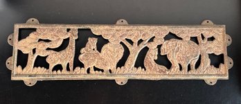 Vintage Cast Iron Animals Bench Back Panel