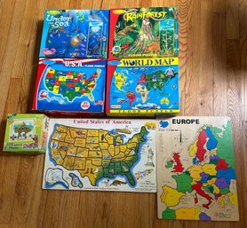 Seven Children's Puzzles! Melissa And Doug Puzzles US, Europe, World, Scooby Doo,rain Forest