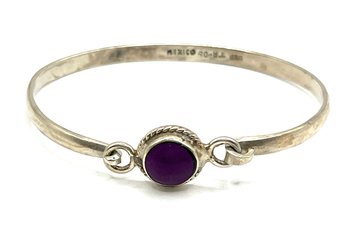 Beautiful Vintage Mexican Sterling Silver Purple Stone Clasp Bracelet