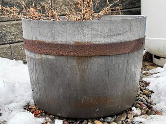 A Large Acrylic Wine Barrel Style Planter