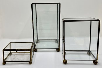 3 Vintage Glass Display Cases With Soldered Edges