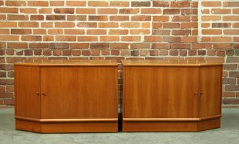 Pair Of Vintage Teak Nightstands / End Table Cabinets / Credenza