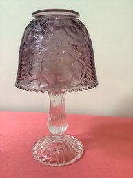 Handmade Purple And Clear L.E. Smith Glass Candle Lamp