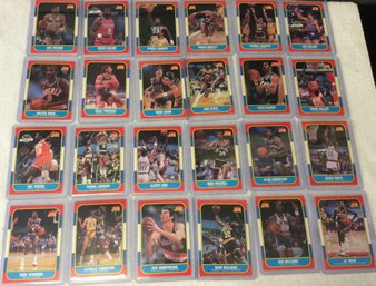 (24) 1986-87 Fleer Basketball Cards With Stars