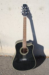 Vintage 1970s Aria Black Six String Right Handed Acoustic Guitar - Made In Korea