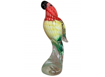 Murano Inspired Blown Glass Parrot Figurine