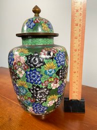 Lot 2 - Chinese Cloisonne Brass Ginger Jar With Lid 10'