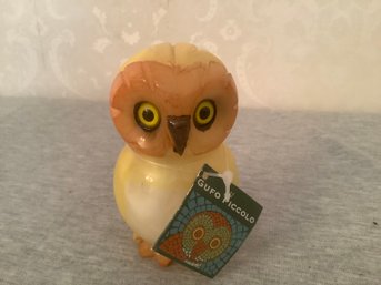 Green Italian Alabaster Owl Paperweight