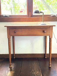 Sweet Antique Maple Desk With Vintage Bryant Metal Desk Lamp