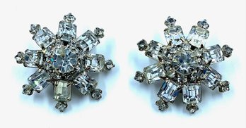 Sensational Vintage Clear Rhinestone Starburst Earrings