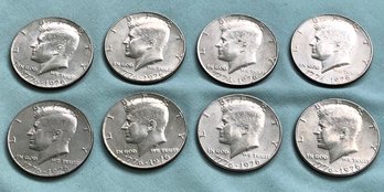 Collection Of 8 Bicentennial 1776 - 1976 Half Dollar Coins In Nmint Uncirculated Condition.