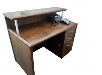 Dark Wood Reception Desk - 2 Drawer Plus Locking File Drawer - 45'L X 24.5'D X 37.5'H