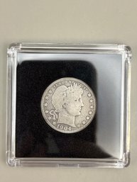 1904 Barber Silver Quarter In Plastic Case