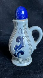 Glazed Blue Oil Cruet Pitcher