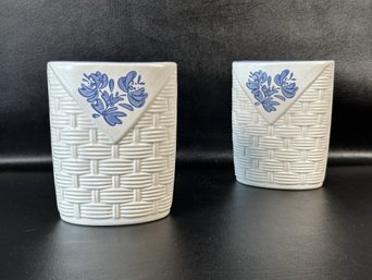 A Pair Of Vintage Utensil Holders By Pfaltzgraff, Yorktowne Pattern