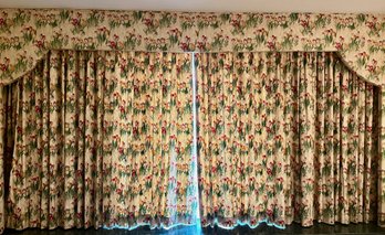 2 Panels Floral Tulip Drapes, Lined (Approximately 17.5' Wide X 7.5' Tall)