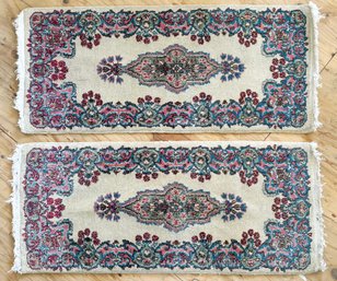 A Pair Of Vintage Wool Kerman Carpets - Mat Size