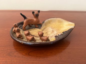 Mid Century Cat & Kittens Ash Tray