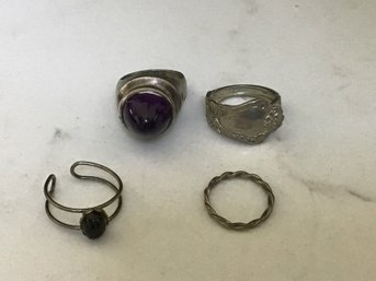 Lot Of 4 Sterling Silver Rings 20.65 Grams