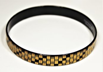 Steinbock Handmade In Austria Gold Decoration On Black Enamel Bangle Bracelet