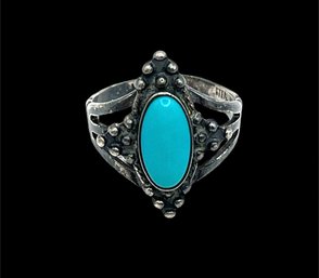 Vintage Sterling Silver Turquoise Ring, Size 6