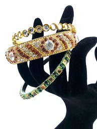 Trio Of Bejeweled Bangle Bracelets