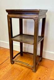 A Vintage Asian Wood Stand With Shelf 12 X 16.5 X 30h