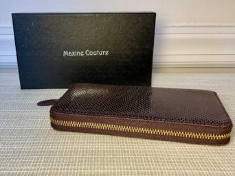 Maxine Couture Brown Snakeskin Leather Wristlet