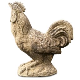 A Vintage Cast Stone Garden Rooster - Crowing