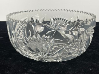 Floral Designed Hand Cut Glass Bowl