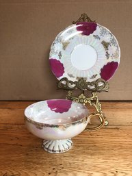 Vintage Royal Halsey Iridescent Teacup And Saucer