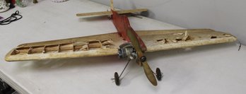 Vintage Wood Airplane With Motor