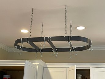 A CALPHALON HANGING KITCHEN POT RACK