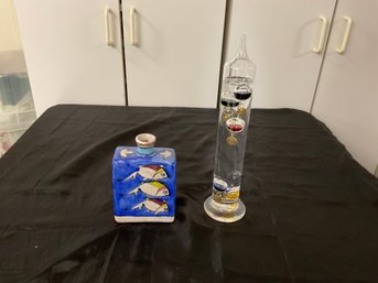 Galileo Thermometer And Fish Vase