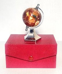 Stunning Copper Amber Contemporary Gemstone Mini World Globe- Attributed To  Alexander Kalifano