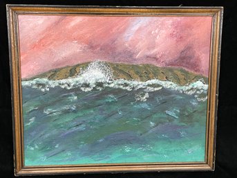 Framed Oil Painting Of Wave